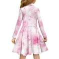 thumbnail image 3 of DISNIMO Tie Dye Dress Girls 5/6 Dresses Long Sleeve Kids Skater Dress Girls Midi Dress Fall Swing Dress for Girls Casual Collar Dresses Girls Dresses with Button Front Children Dresses Pink, 3 of 7