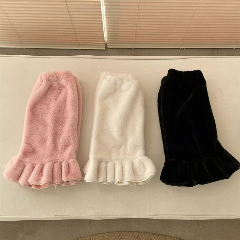 1 Pair Leg Warmers Smocked Lace Straight Plush Medium Tube Knee-length Warm  Socks for Shopping 