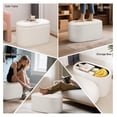 thumbnail image 4 of Oval Ottoman with Storage for Living Room, Modern Linen Fabric Foot Stools Ottoman, Upholstered Vanity Stool Foot Rest, Small White Storage for Bedroom, Entryway, Dorm, 4 of 8