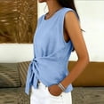 thumbnail image 4 of cocolona Summer Linen Irregular Tank Tops for Women Sleeveless Crew Neck Shirts Trendy Casual Solid Color Blouses, 4 of 6
