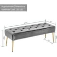 thumbnail image 3 of Wubio Modern Velvet Ottoman Bench, Button-Tufted Upholstered Bedroom Benches,End of Bed Bench with Gold Base for Entryway Living Room Dining Room, Grey, 3 of 9