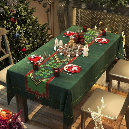 

Merry Christmas Waterproof Elegant Table Tablecloths Cloth Snowman Snowflake Santa Claus Garden Picnic Mat Desk Protecter