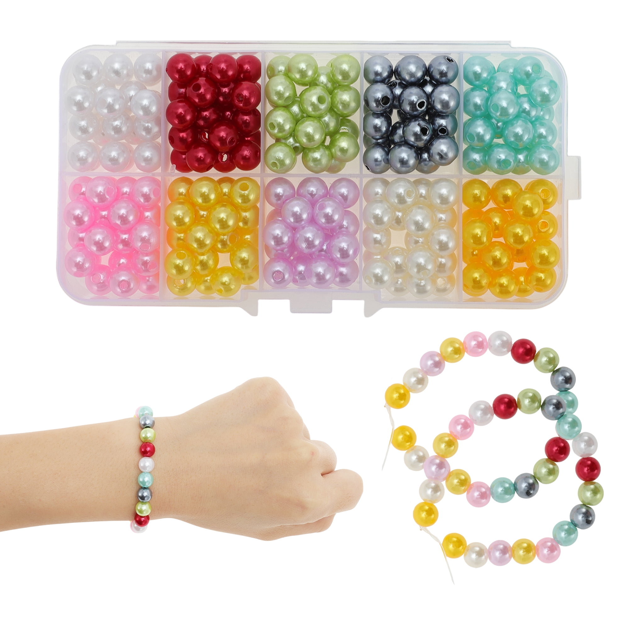Unique Bargains 250 Pcs 8mm Round ABS Beads for Bracelets Jewelry Making Assorted Color