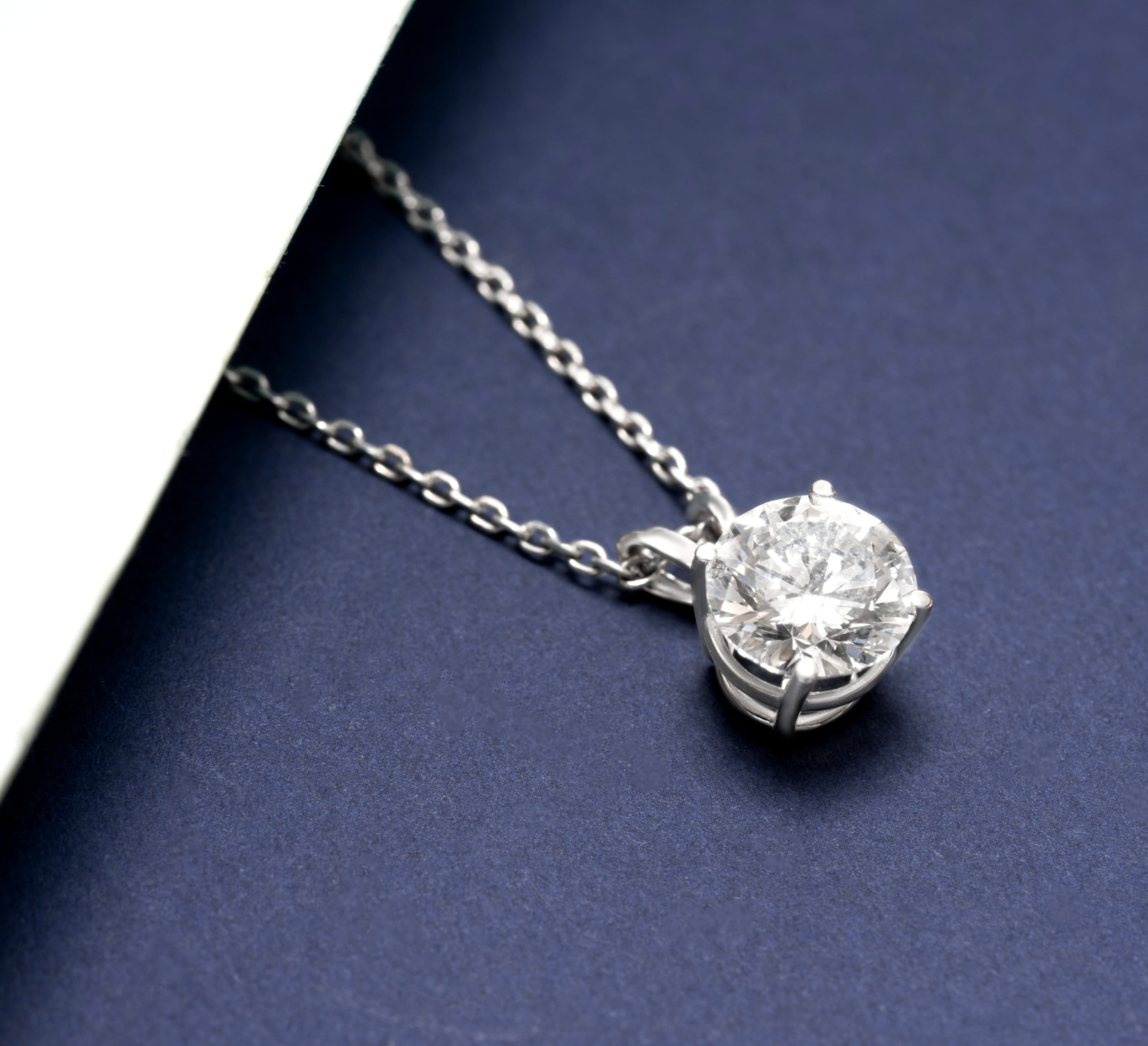 SuperJeweler 1 Carat Lab Grown Diamond Pendant Necklace in 14K White Gold for Women