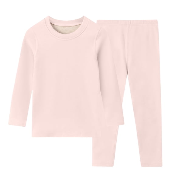 CPNG Children's Boys Girls Thermal Underwear Autumn Winter Base Layer Round Neck Heated Autumn Clothes and Long Trousers Set(Pink,10-11 Years)