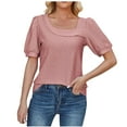thumbnail image 2 of Fankiway T-Shirt Imprimé Mode pour Femmes Manches 3/4 Blouse Col Rond Hauts Décontractés Manches Courtes Hauts pour Femmes Liquidation Chemises pour Femmes Manches Courtes, 2 of 3