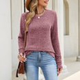 thumbnail image 6 of VISALY Ribbed Long Sleeve Sweater Shirts Lightweight Crewneck Pullover Sweater Cute Business Dressy Casual Work Tunic Tops Cozy Knit Pullover Blouses Fall Outfits Trendy Boho Clothing Light Violet L, 6 of 9
