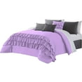 thumbnail image 2 of DNG Creations 1 Piece Three Line Ruffle Duvet Cover With Zipper Closure & Corner Ties - 800 Threads Count, 100% Egyptian Cotton ( Solid Lilac - California King ), 2 of 4