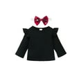 thumbnail image 4 of Qiylii Baby Girls Clothes Set, Long Sleeve T shirt+Suspender Shorts+Headdress, 4 of 9