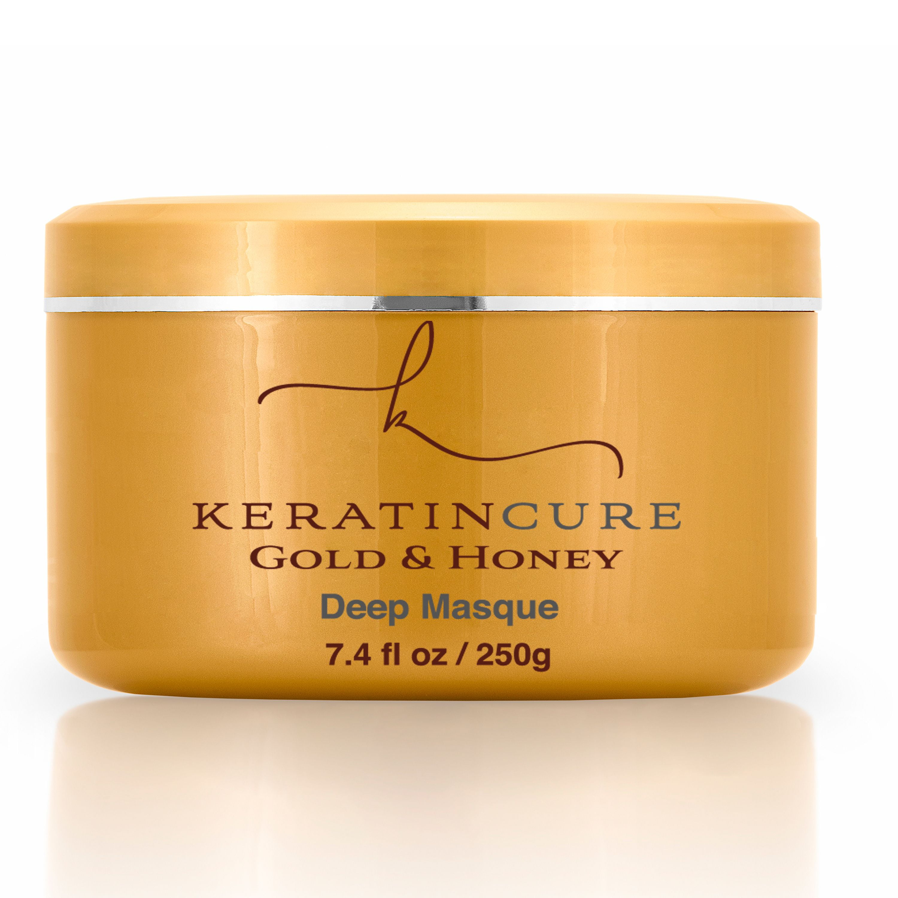 keratin cure gold and honey deep hair mask masque conditioning strengthen dry damaged promotes growth relieves scalp for all hair moisturizing reparation, argan, coconut, marula women men beards 8 oz