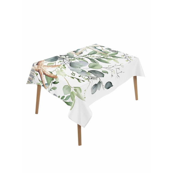 Sage Green Coastal Table Cloth, Spring Eucalyptus Leaves Waterproof Tablecloth for Rectangle Tables, Reusable Washable Fabric Table Cover for Restaurant Kitchen Dining Tables 60"x102"