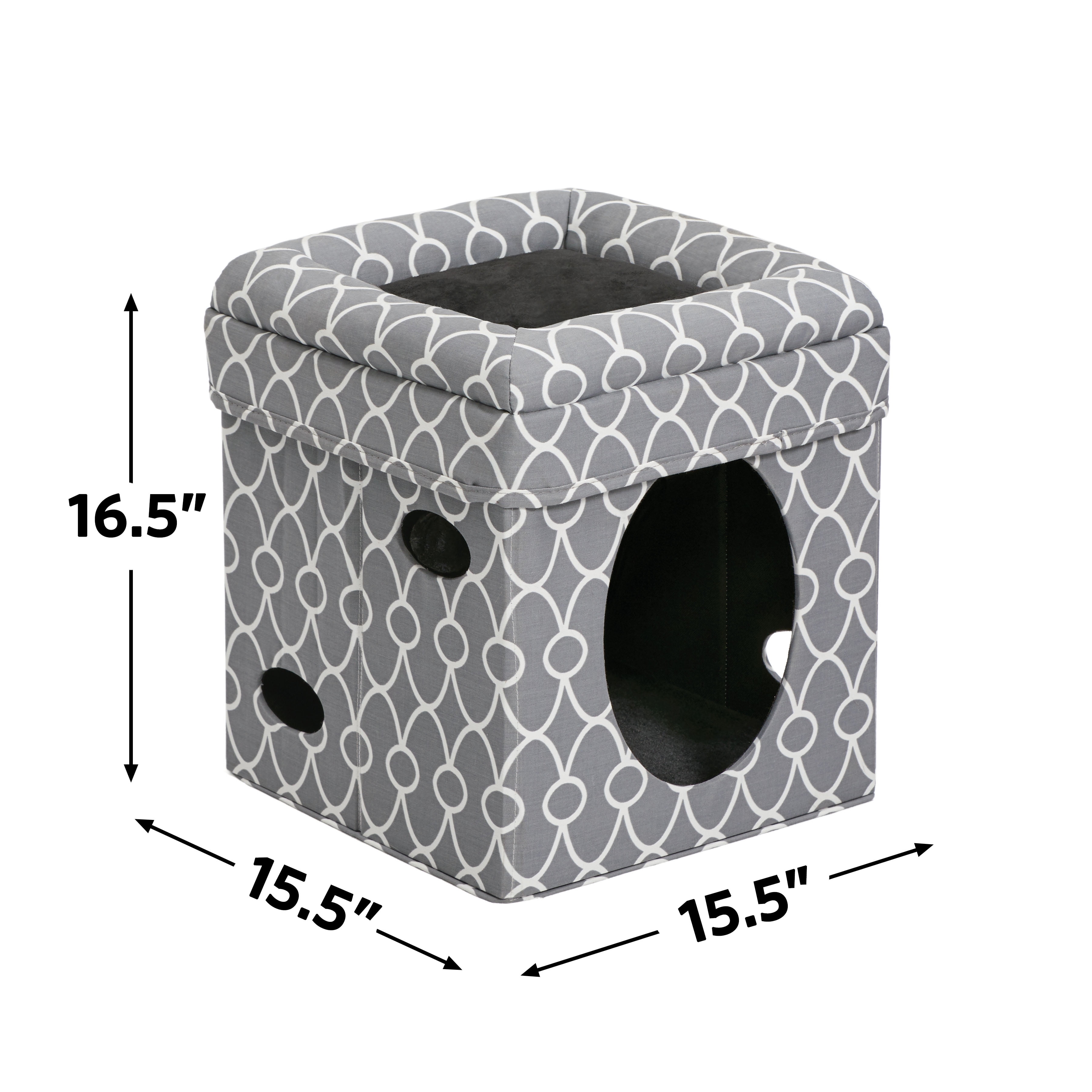 MidWest Homes for Pets Curious Cat Cube, Foldable Cat Cube for Home or Traveling Play, Gray