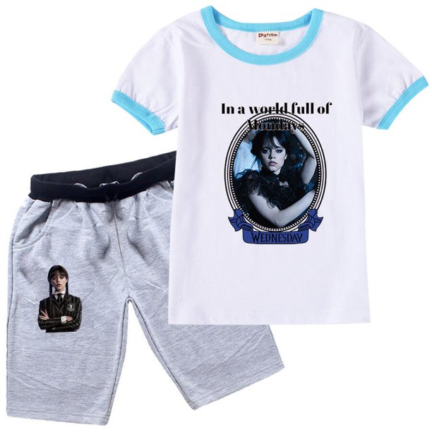Nueva camiseta y pantalones cortos estampados para niños Ropa para niñas y niños Moda Harajuku Casual y divertido zhangmenya LED