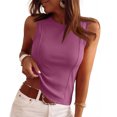 thumbnail image 2 of Sleeveless Tank Tops for Women Round Neck Ribbed Knit T Shirts Y2k Summer Fitted Going Out Shirts, S, 2 of 7