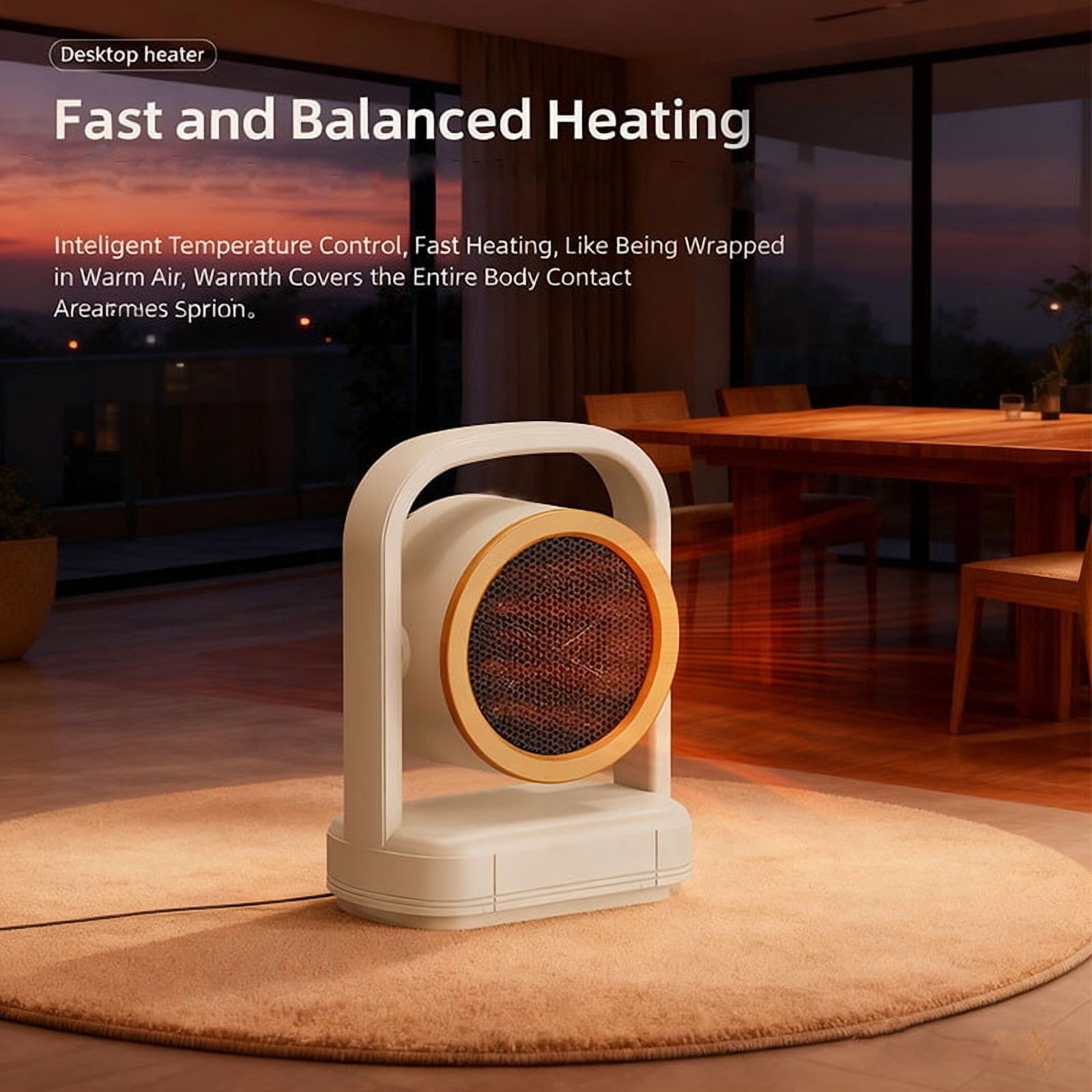 EGYMEN 500W Portable Space Heater, Compact Electric Heater with Two Heat Settings, Safety-equipped Space Heater with Overheat Protection, Efficient Indoor Heater for Small Spaces