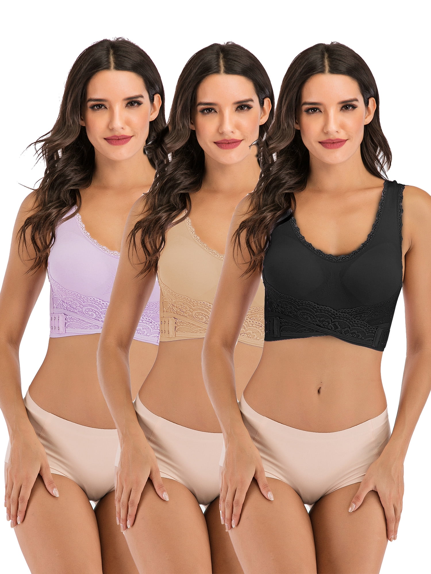 FANNYC Sports Bras For Women 1 Or 3 Pack Lace Front Cross Side Buckle And Removable  Pad Tank Top Yoga Sports Bra Racerback Seamless Running Workout Bra -  Walmart.com