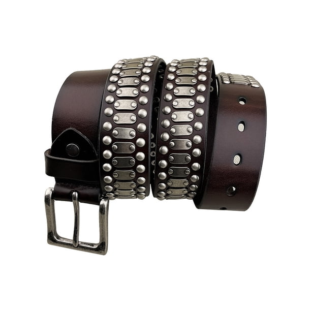 Sonducket Estos cinturones para hombres están diseñados para brindar la máxima comodidad y estilo Cinturón con remaches estilo punk rock Cinturones café 110cm