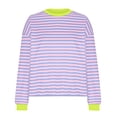 thumbnail image 4 of AherBiu Fall Tops for Women Long Sleeve Striped Crewneck Casual Loose Pullover Top T Shirts Blouse, 4 of 5