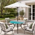 thumbnail image 2 of Round Outdoor Tablecloth with Umbrella Hole and Zipper, Teal Beach Coastal Tablecloth with Elastic Waterproof, Summer Nautical Ocean Seaside Patio Table Covers for 45" - 54" Picnic Pool Tables, 2 of 9