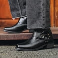 thumbnail image 3 of Cowboy Boots For Men Outdoor Zipper Non-Slip Wear-Resistant Heel Classic Short Boots Fall Winter Traditional Boots, 3 of 4