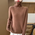 thumbnail image 4 of Otoño/Invierno nuevo 100% suéter de lana para mujer cálido grueso cuello alto sólido manga larga jersey suelto Casual suéteres de punto, 4 of 5
