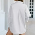 thumbnail image 4 of JNGSA Women's Classic-Fit Button-Down Shirts Loose Lapel Long-Sleeve Shirts Solid Color Business Casual Dressy Blouse White M, 4 of 4