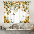 thumbnail image 2 of Yellow Sunflower Country Kitchen Curtain 27.5W X 39L Inch 2 Panel Rod Pocket Rustic Floral Flower Butterfly Farmhouse Over Sink Set Small Short Cafe Tier Window Drapes Bathroom Home Decor, 2 of 6