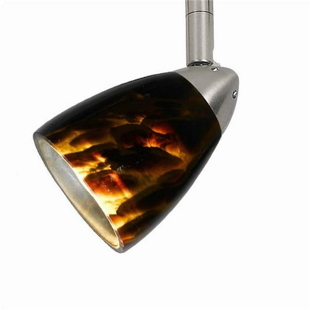 Benjara BM223035 50W Track Fixture with Handblown Glass Shade, Silver & Brown