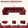 thumbnail image 5 of Snubbull 6-Seat Sectional Outdoor Patio Replacement Cushions Set, 25.5" x 25.5", 5" Foam High-Density, 14-Piece Water-Resistant Outdoor Cushion for Patio Conversation Sets, Liner&Cover, Burgundy, 5 of 6