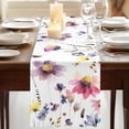 thumbnail image 3 of Table Runners 70 Inches Long Dress Scarves, Purple Spring Floral Farmhouse Coffee/Dining/Kitchen Table Decor, Holiday Table Runner, Pink Flowers Farmhouse Watercolor 13x70 Inch, 3 of 9