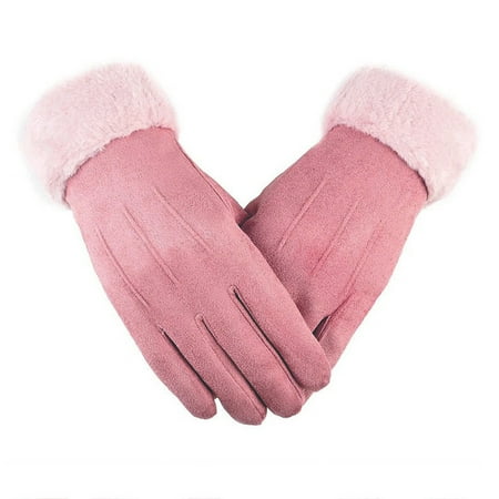 SHTUUYINGG hiver chaud écran tactile gants femmes polaire doublure textos  gants floue manchette thermique doux hiver gants pour le ski 