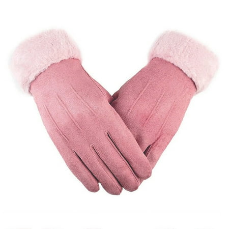 SHTUUYINGG Winter Warm Touchscreen Gloves Women's Fleece Lining Texting  Gloves Fuzzy Cuff Thermal Soft Winter Gloves for Skiing 