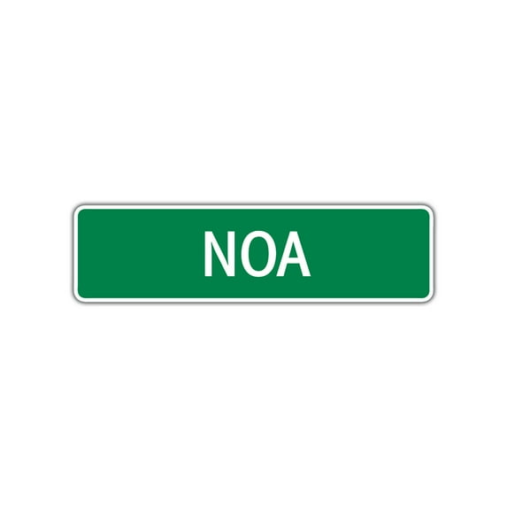 Noa Girls Children Name Letter Printed Label Indoor Outdoor Unique Novelty Wall Plaque Decoration Aluminum Metal Sign 4"x13.5"