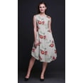 thumbnail image 3 of Bimba Robe d'Été Sans Manches à Col Rond pour Femmes, Grise, à Imprimé Floral de Pivoine et d'Anémone, Tenue Décontractée - Grand, 3 of 6