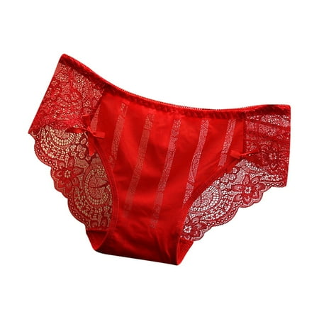 JDEFEG Underwear for Women Soft Traceless Lace Panties for Women with Low Waist Sexy Pure Desire Sweet Refreshing Silk Smooth Cotton Crotch Triangle Pants Rd1 Size L