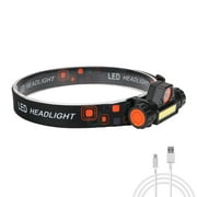 Super Bright Mini Headlamp Rechargeable with Adjustable Headband, Rotate 90 Degree, 2 Lighting Modes, Waterproof