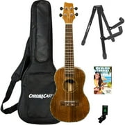 Sawtooth Acacia Soprano Ukulele with Quick Start Guide and ChromaCast Accessories, Natural Satin