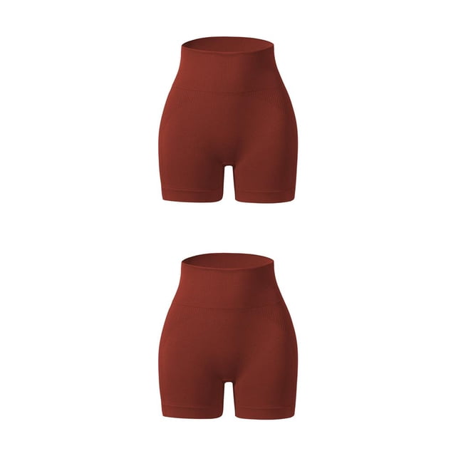 Pantalones cortos de mujer sin costuras Qarigey a prueba de golpes Push Up Booty cintura alta Marrón L 2piezas