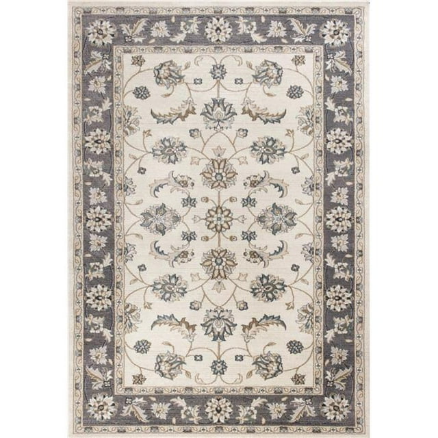 HomeRoots 353462 3 ft. 3 in. x 5 ft. 3 in. Polypropylene Ivory & Grey Area Rug
