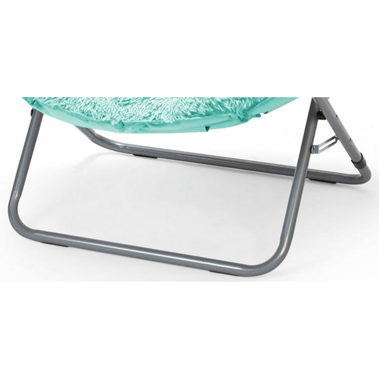 Urban Shop Mongolian Faux Fur Oversized Moon Chair Aqua