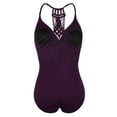 thumbnail image 5 of Firpearl Women's One Piece Swimsuits V Neck Hand-Braid Macrame Ruched Slimming Tummy Control Bathing Suit, 5 of 8