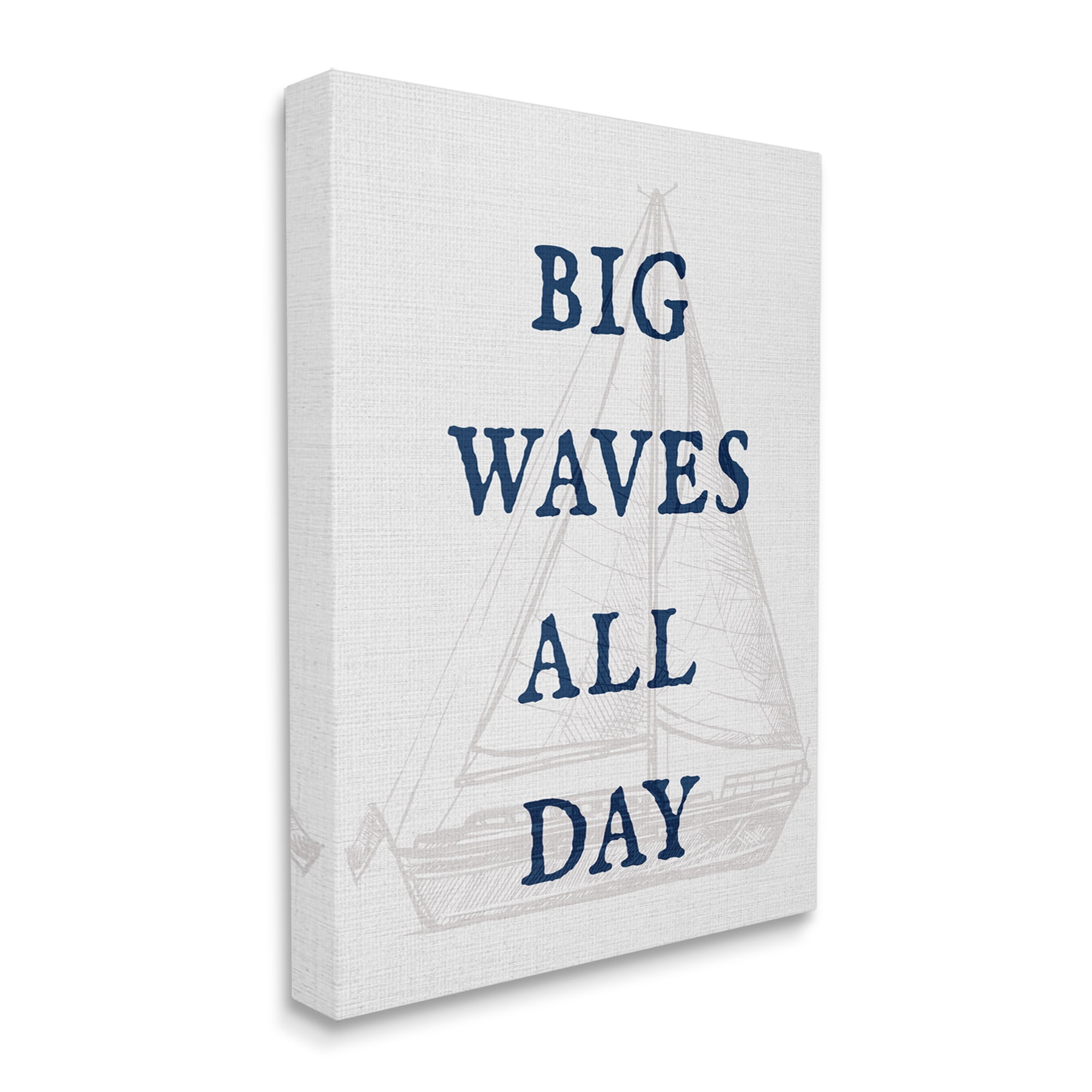 Stupell Industries Big Waves Nautical Phrase Transportation Painting Gallery Wrapped Canvas Art Print Wall Art, 24 x 30