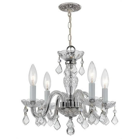 Crystal Four Light Mini Chandelier in Traditional and Contemporary Style 15 inches Wide By 12 inches High-Hand Cut Crystal Type-Polished Chrome Finish