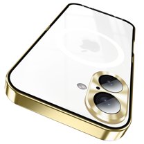 Allytech Metal Plating case for iPhone 16, Luxury Ultra Thin Compatible with Magsafe Wireless Charging Camera Lens Protection Anti-Drop Frosted Back Panel Cover for iPhone 16, Gold