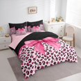 thumbnail image 2 of Manfei Chic Coquette Bow 7-Piece King Bedding,Fashion Classic Cheetah King Bed in a Bag,Pink Reversible, 2 of 7