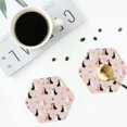 thumbnail image 5 of Fuzoiu White And Black Rabbit Print Leather Coasters Set,Drink Coasters Set of 6,for Tabletop Protection, Durable PVC Coasters,Home Décor and Housewarming Gift,Hexagon, 5 of 7