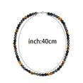 thumbnail image 4 of CUKIXA Men's Healing Crystal Necklace - Triple Stone Beaded Necklace with Hematite, Black Obsidian & Tiger's Eye, 8mm Natural Stones on Stainless Steel Chain (21"), 4 of 8
