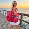 thumbnail image 1 of Mesh Tote Bag With Handles, Large Capacity Toy Storage With Breathable Mesh, for Beach and Pool Days, Hot Pink, 1 of 6
