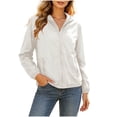thumbnail image 3 of CBASIHI Womens UV Protection Windbreaker Jackets With Pockets- Quick Dry Hooded Lightweight Fall Long Sleeve Hiking Outdoor Coats White Size L, 3 of 9