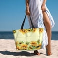 thumbnail image 4 of KLL Sunflowers On A Yellow Background Print Large Beach Tote Bag Women Waterproof Sandproof Zipper Beach Tote Bag for Pool Gym Grocery Travel with Wet Pocket, 4 of 7